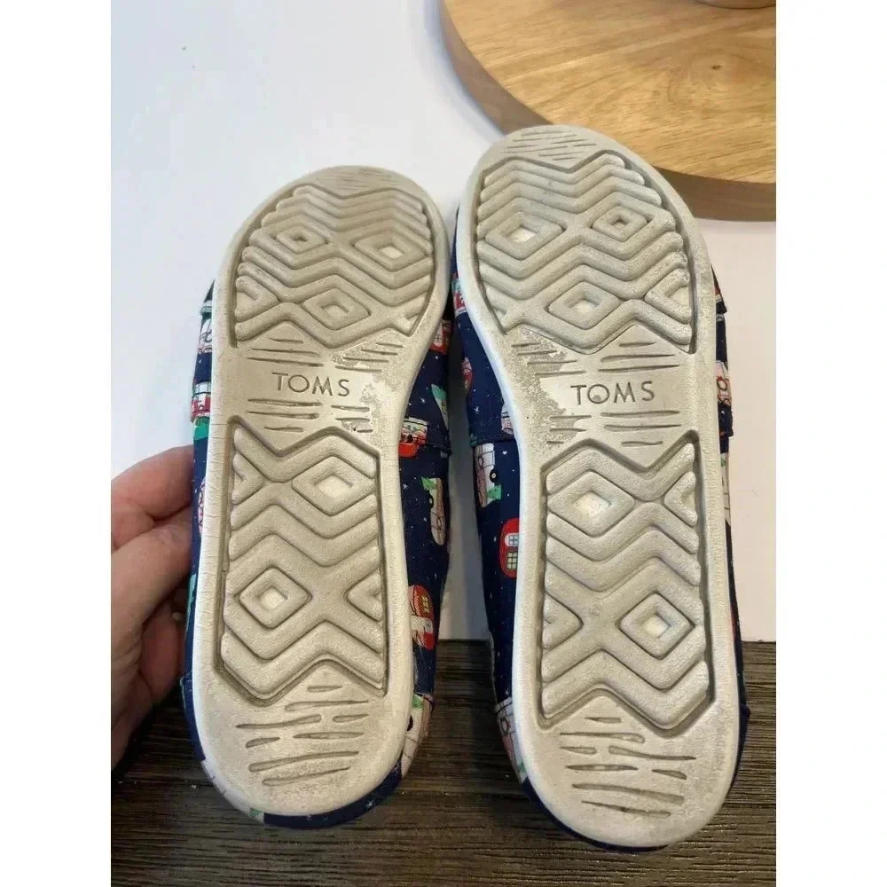 Toms Christmas Vintage Trailers Campers holiday lights fuzzy Shoes Women's 10 - Picture 5 of 5